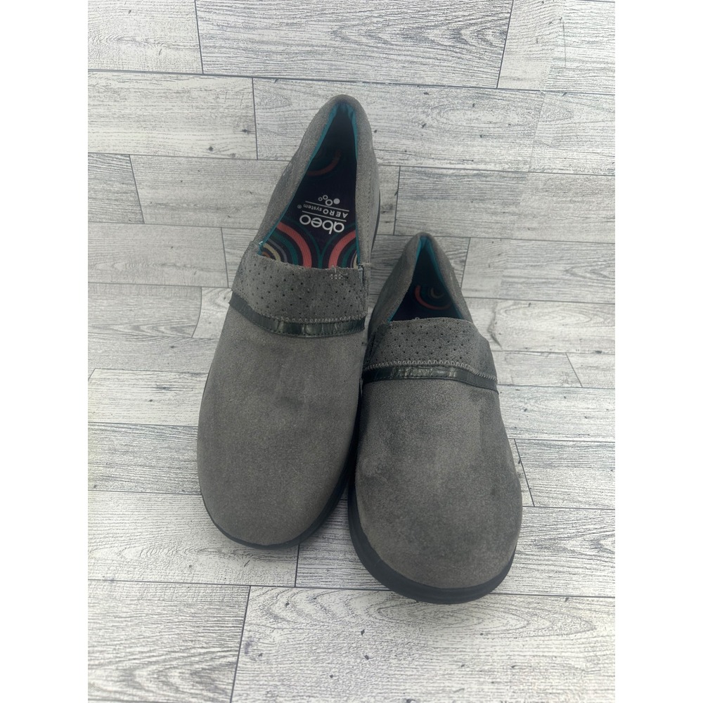 Abeo Aero System Cinda Charcoal Gray Leather Slip On Loafers Shoes Women Sz 9 M